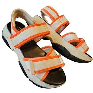Mix No. 6 Obehi Platform adjustable Strappy Sandal Orange White Women's size 7M